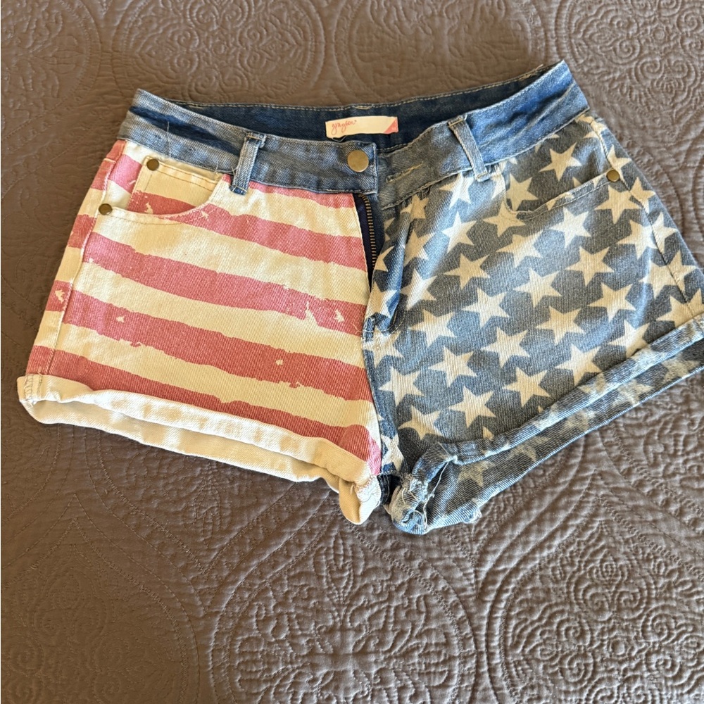 Patriotic Star and Stripe Jean Shorts